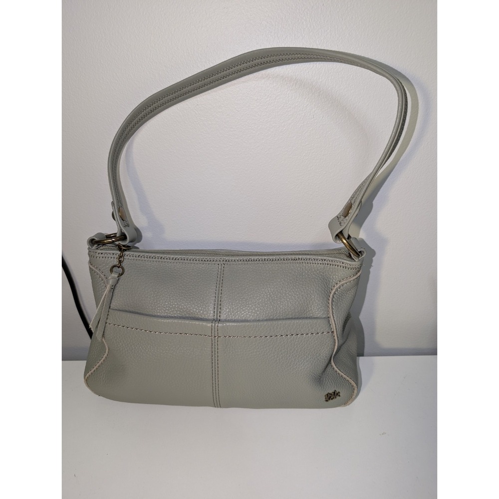THE‎ SAK Iris Hobo Pebbled Leather Gray Antique Hardware Chic 12x9x5